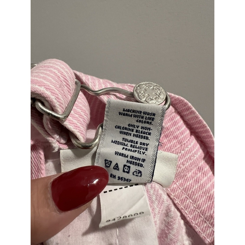 Vintage Oshkosh B'gosh Baby Girls Pink/White Striped Bib Jumper Overalls 6-9 M - Picture 6 of 7